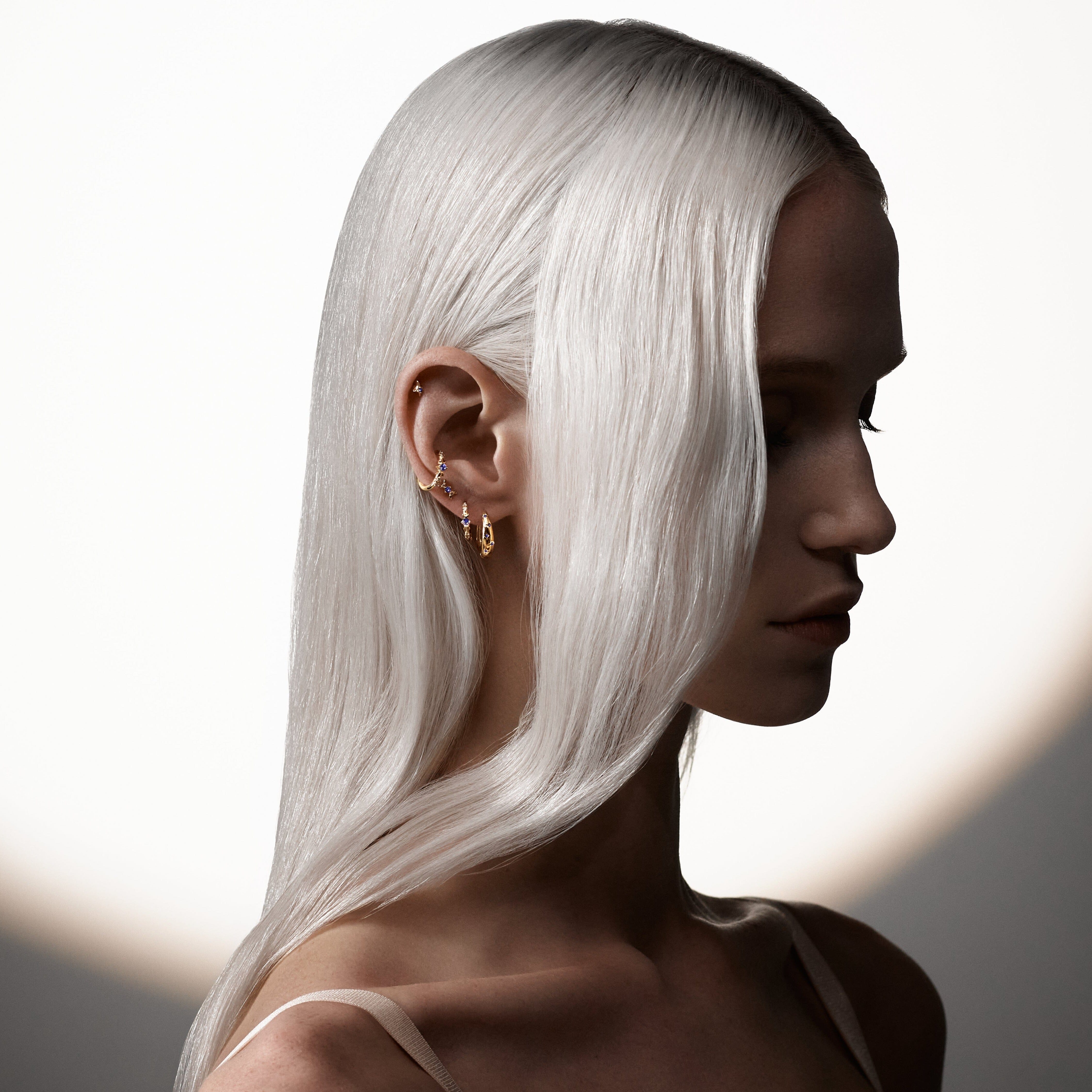 Earcuff Elena Bleu Nuit Faux piercing Nébuleuse Bijoux