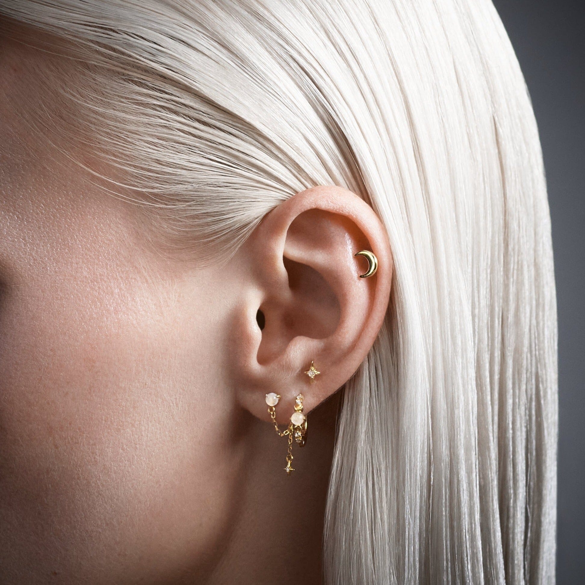 Belle Étoile Pierre de Lune Puce Nébuleuse Bijoux