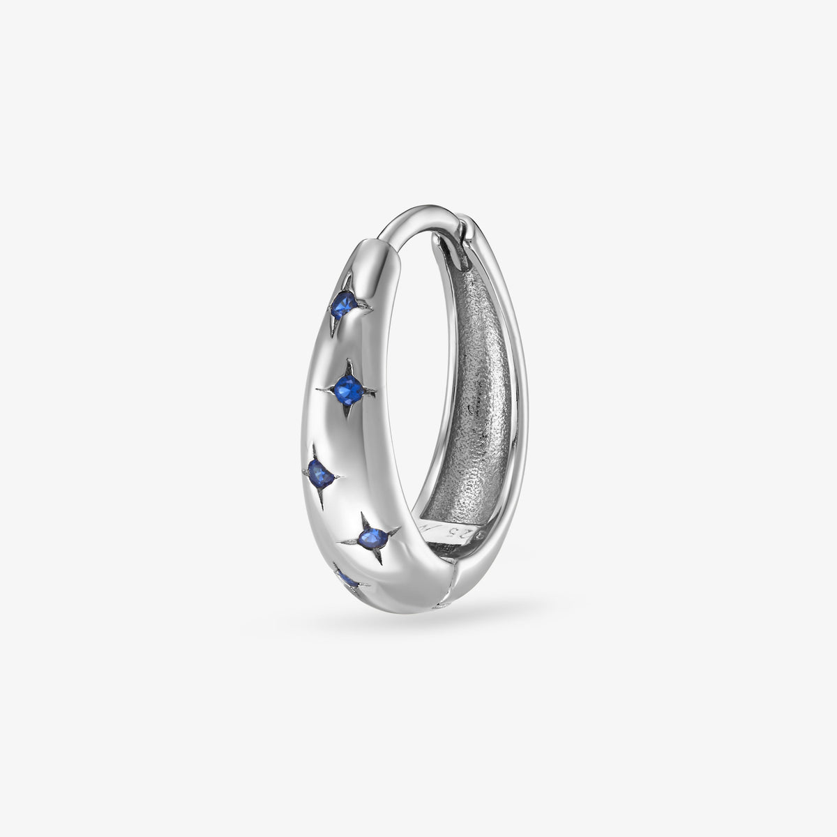 Moon Bleu-Nuit Créole Nébuleuse Bijoux Argent 