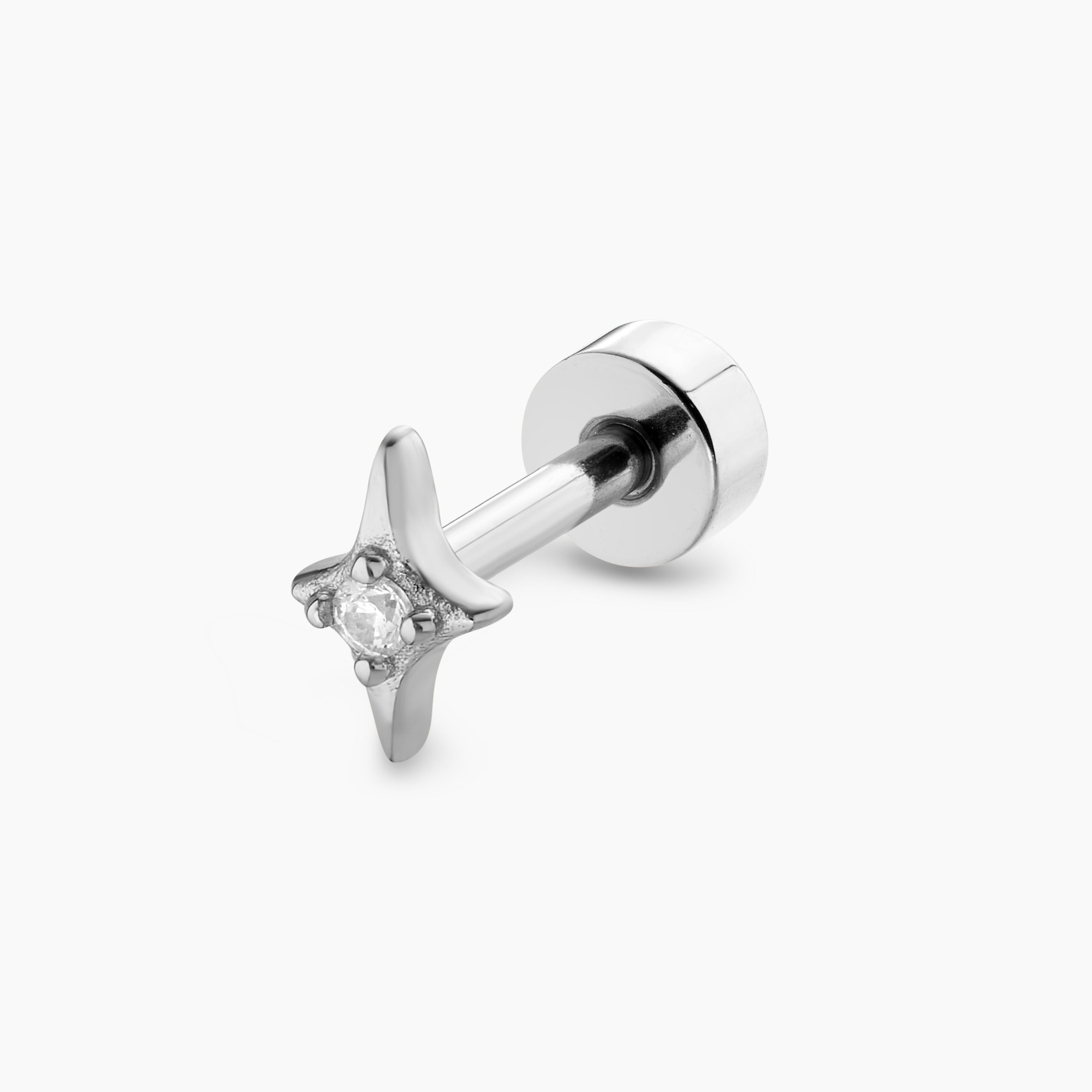Piercing Belle Étoile Blanche Barre Nébuleuse Bijoux Argent