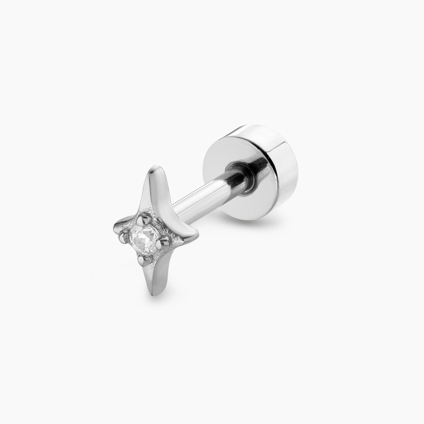 Piercing Belle Étoile Blanche Barre Nébuleuse Bijoux Argent 