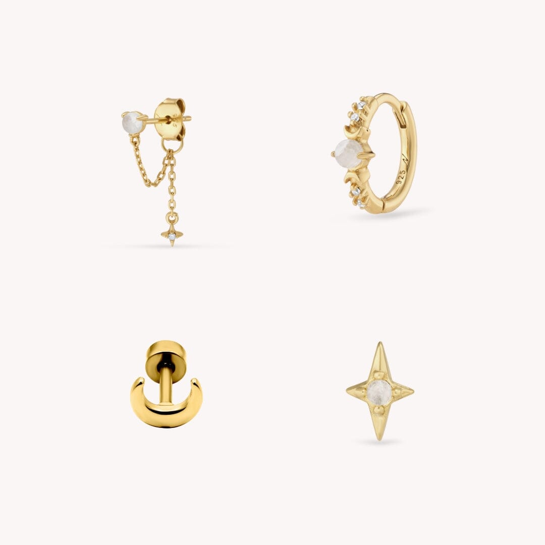 Moonstone Composition Nébuleuse Bijoux Or