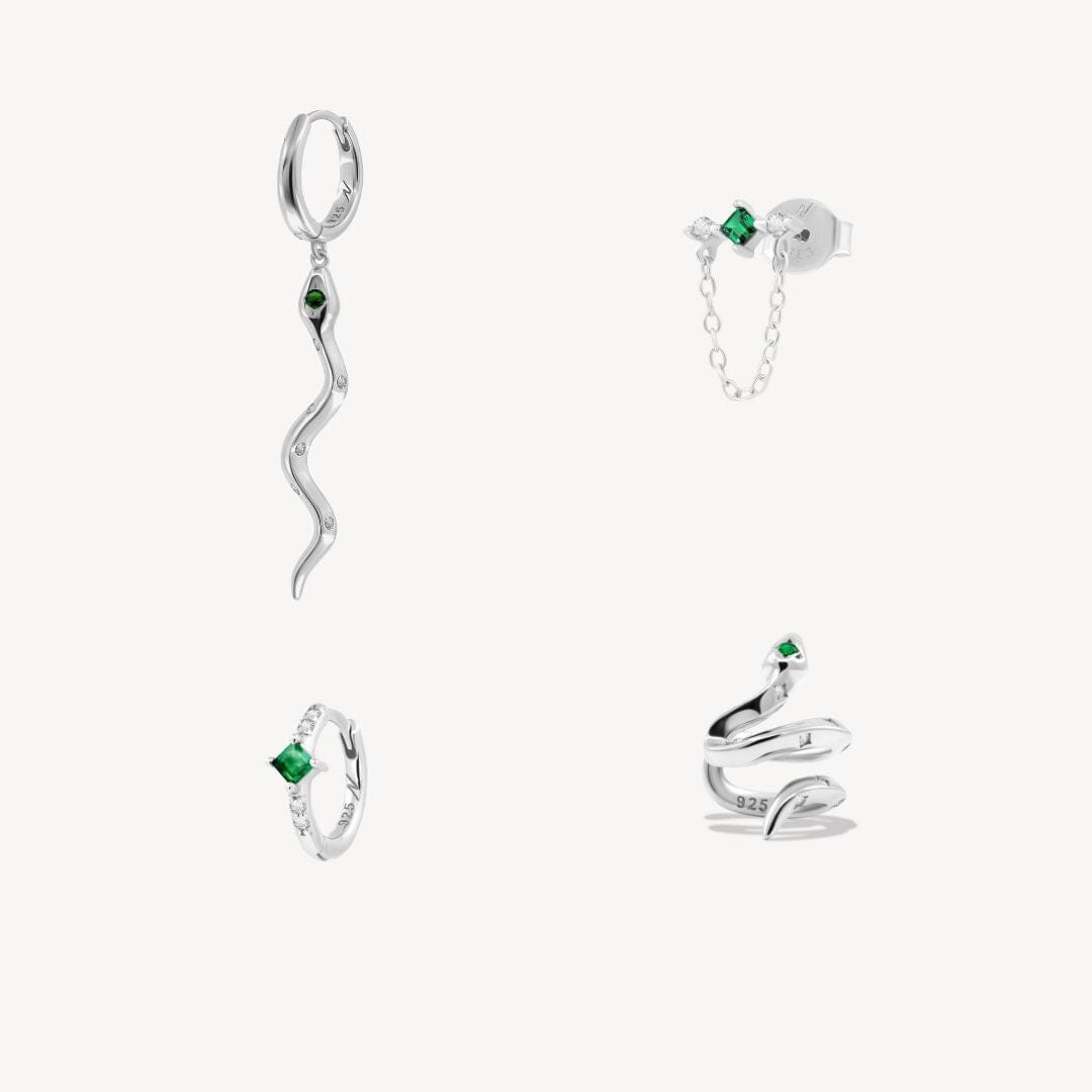 Naja Émeraude Composition Nébuleuse Bijoux Argent