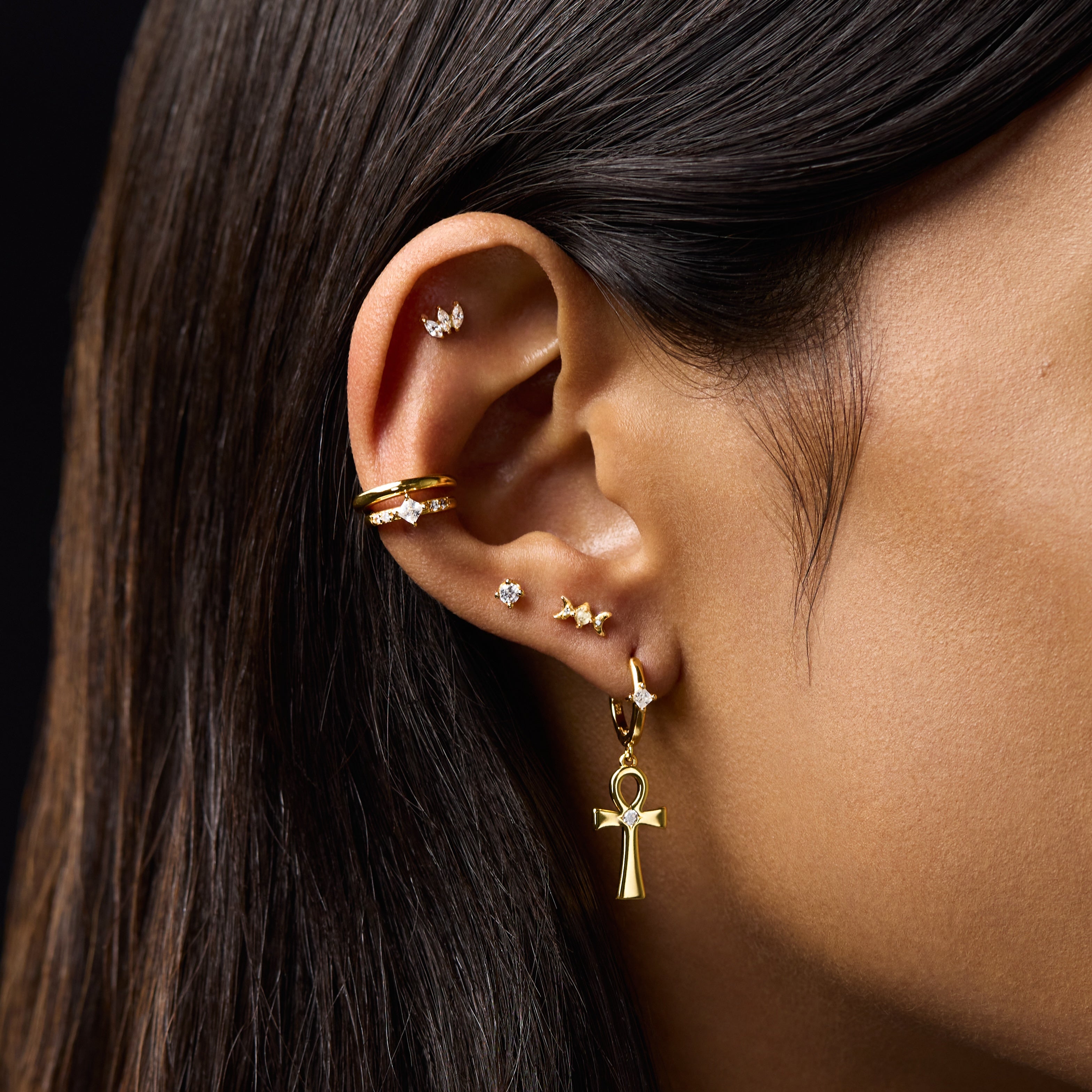 False piercing ring Conch Helix Jade - Nebula jewelry