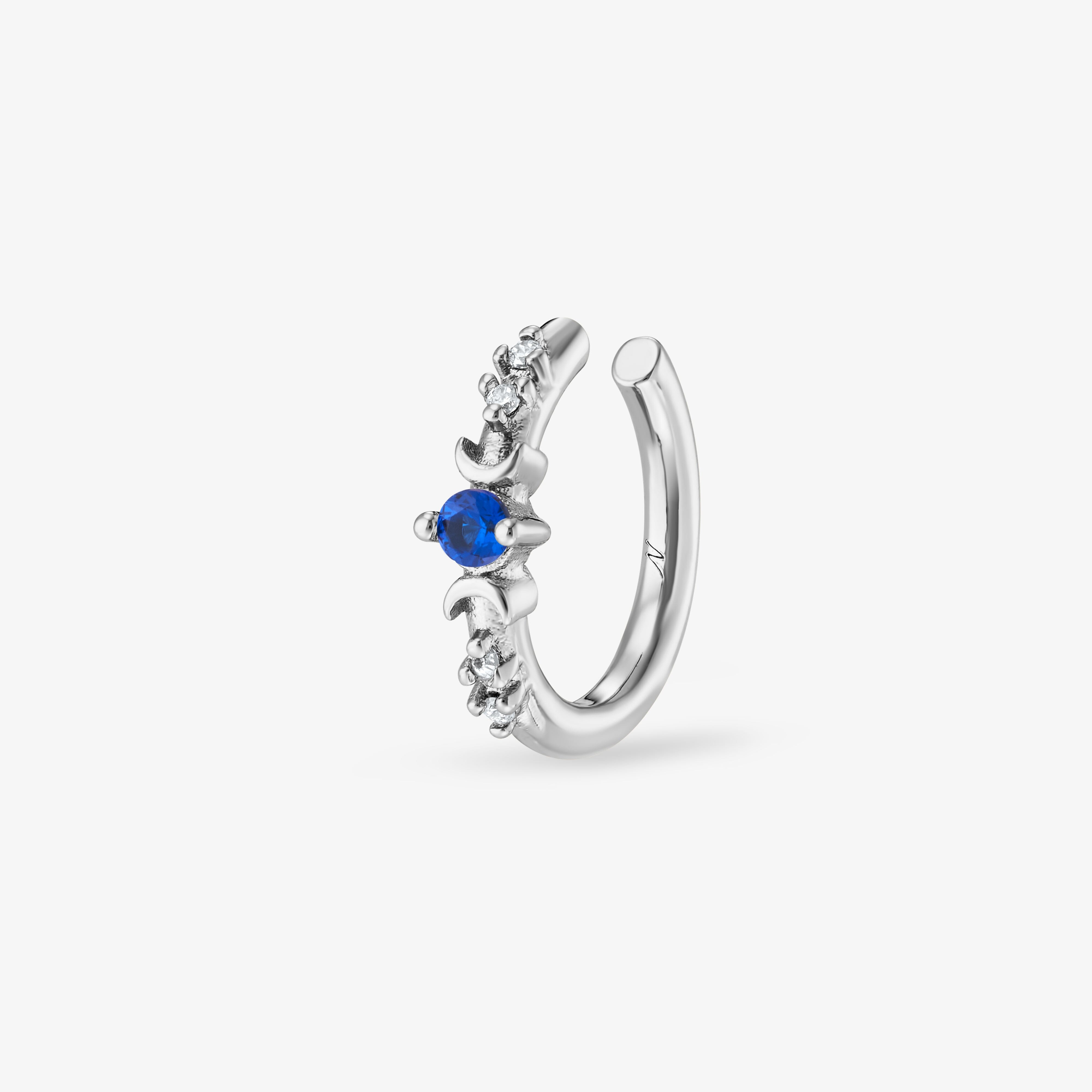 Earcuff Elena Bleu Nuit Faux piercing Nébuleuse Bijoux Argent 