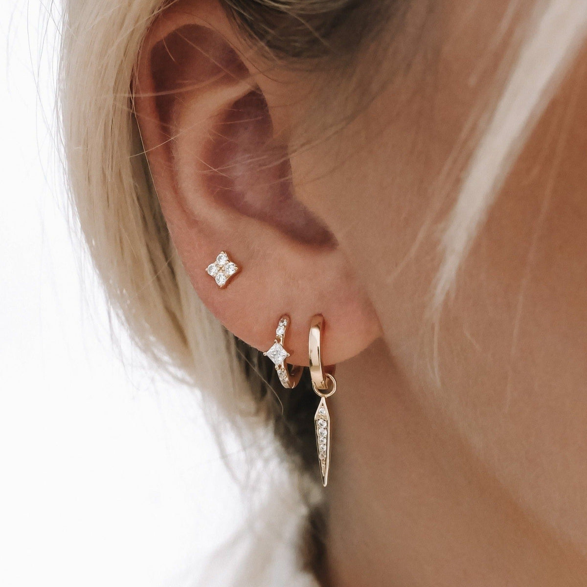 Composition bijoux d'oreilles Julianne - argent fin et or
