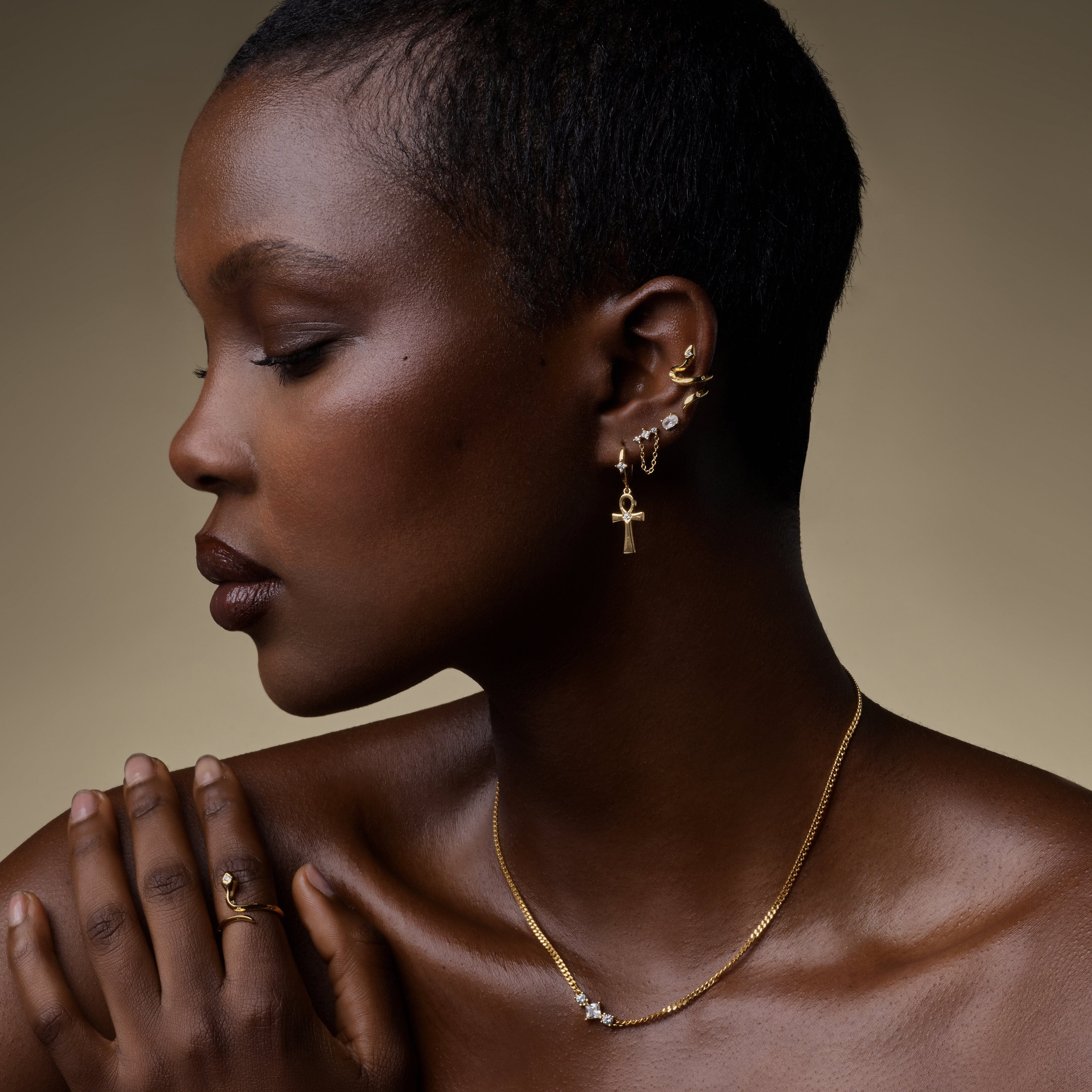 Earcuff Naja Blanche Faux piercing Nébuleuse 