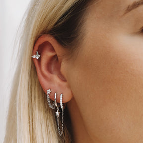 Barre Industrielle Pour Piercing Cartilage | Acier Inoxydable 14G (1,6mm) | Longueur 38mm | Motif Cœur/papillon | Bijou Argenté